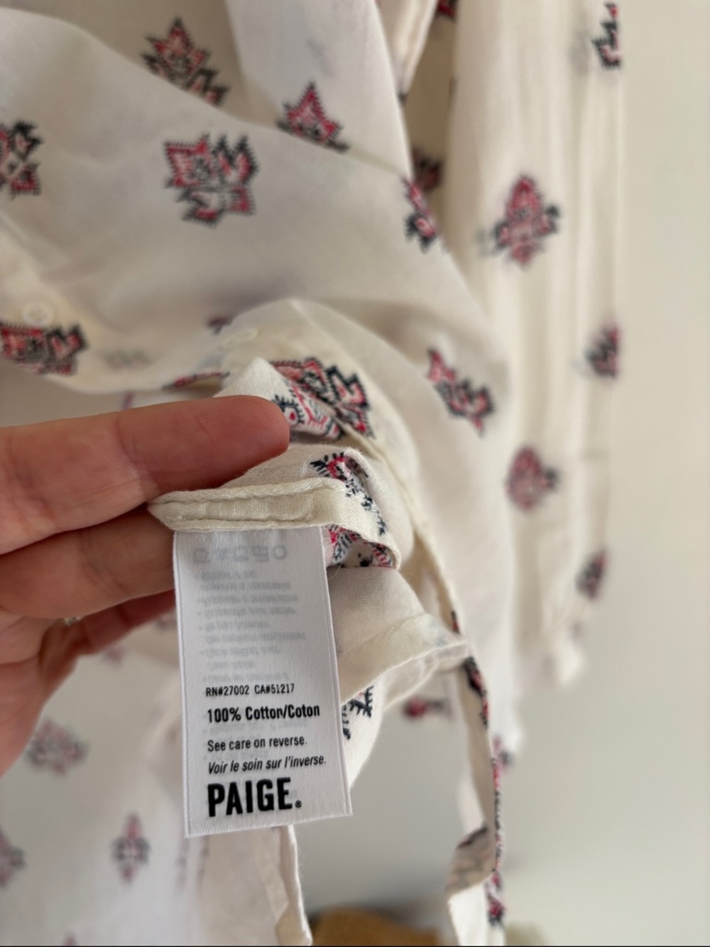 PAIGE • 100% cotton button down blouse with red and black boho print - Picture 5 of 6